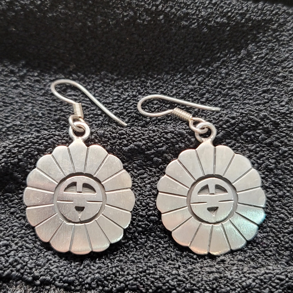 Sun face Sterling Silver Sunface Design Earrings